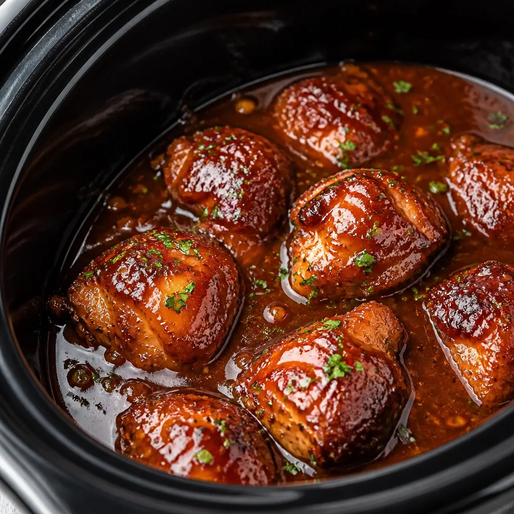 Tender and flavorful Slow Cooker BBQ Chicken with a tangy BBQ sauce.