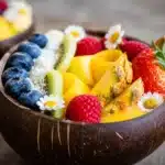 Delicious Tropical Smoothie Bowl with fresh fruits and toppings from Tropical Smoothie Cafe.