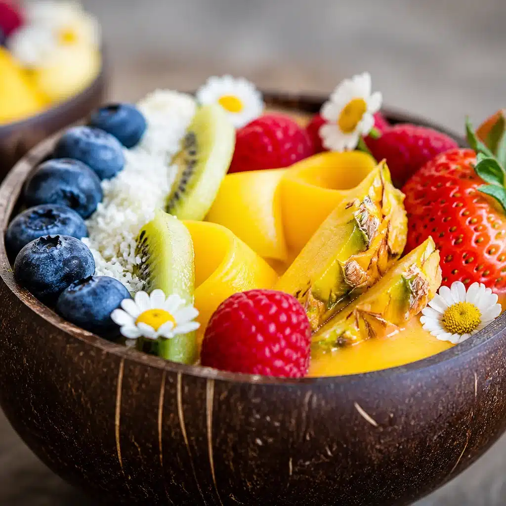 Delicious Tropical Smoothie Bowl with fresh fruits and toppings from Tropical Smoothie Cafe.