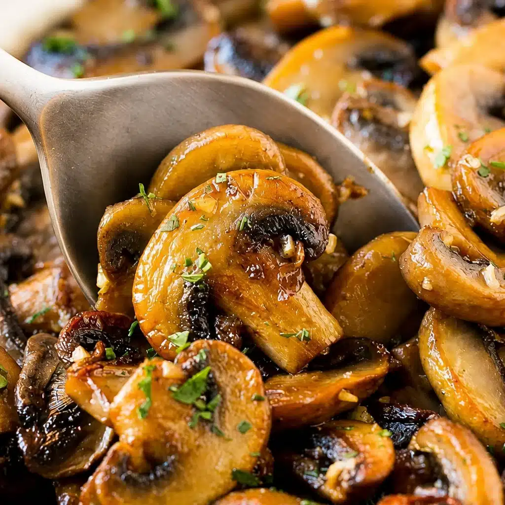 Sautéed mushrooms with garlic and herbs in a skillet.