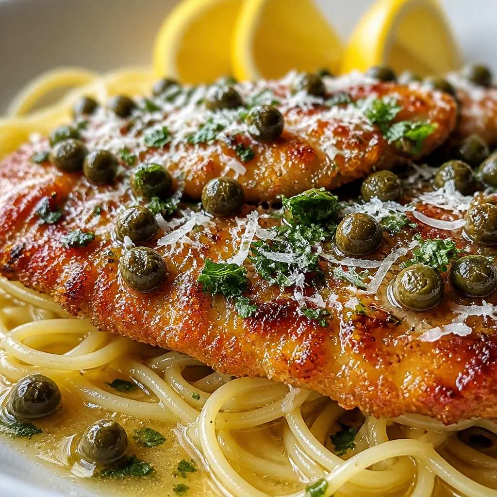 Delicious Slow Cooker Chicken Piccata served with a tangy lemon and caper sauce