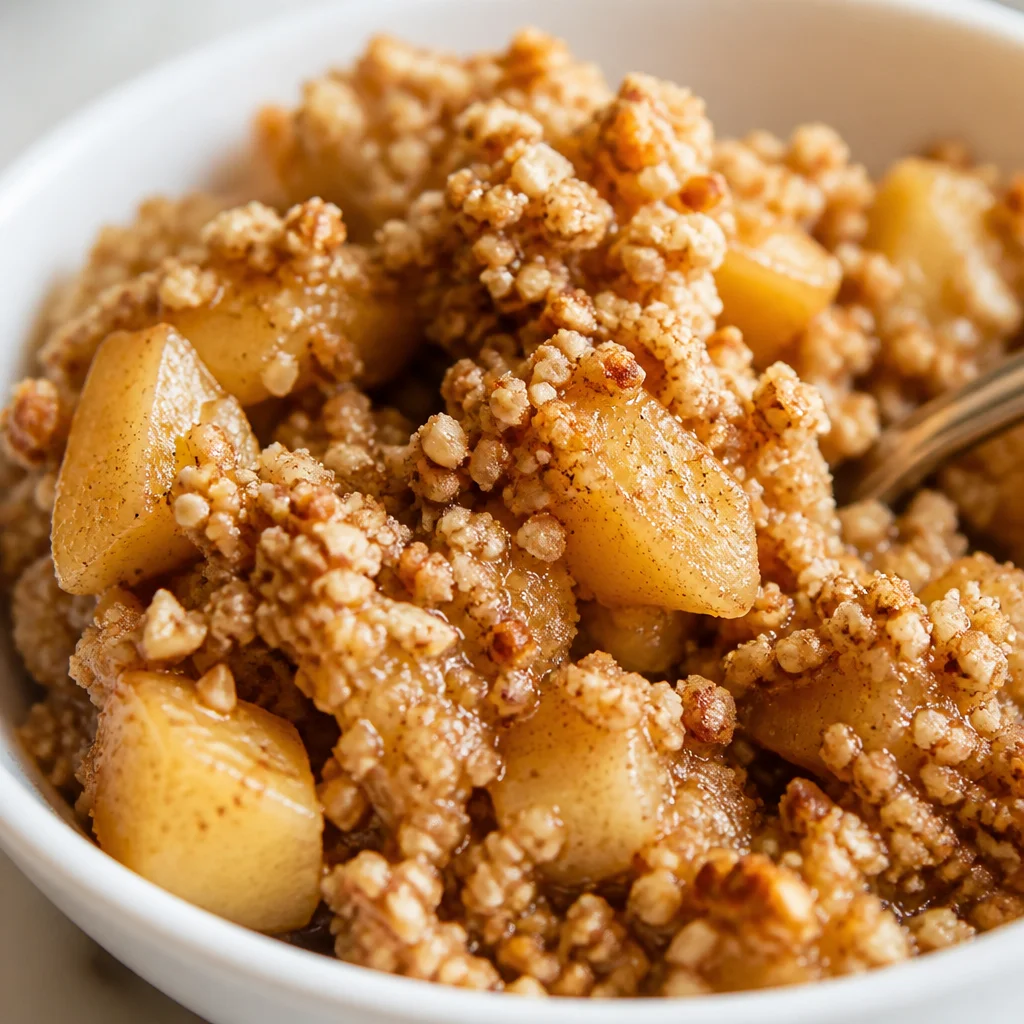 Delicious Apple Crumble with tender cinnamon apples and golden crumbly topping.