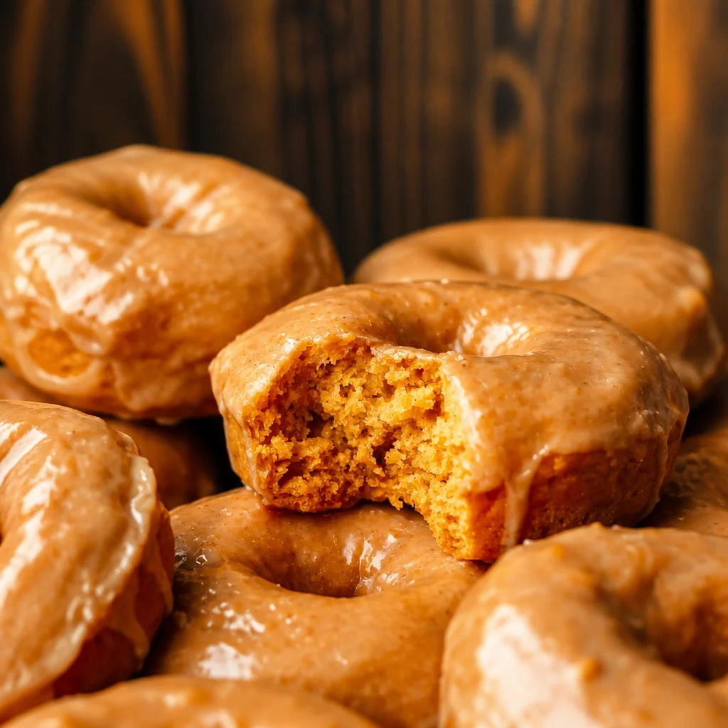 Fluffy Vegan Pumpkin Donuts coated in cinnamon sugar, perfect for fall treats.