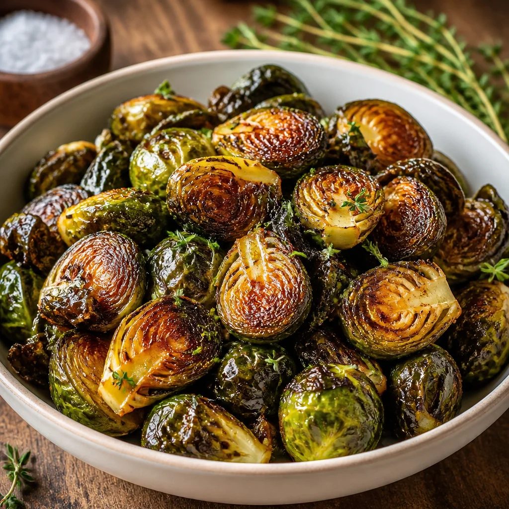 Delicious Honey Balsamic Brussels Sprouts tossed in a sweet and savory glaze.