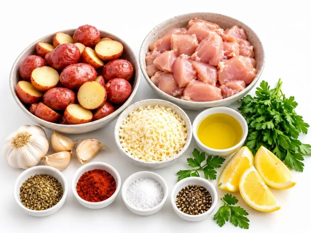 Ingredients for Garlic Parmesan Chicken and Potatoes