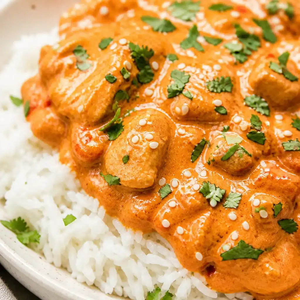 Delicious Indian Butter Chicken with tender chicken in creamy tomato sauce