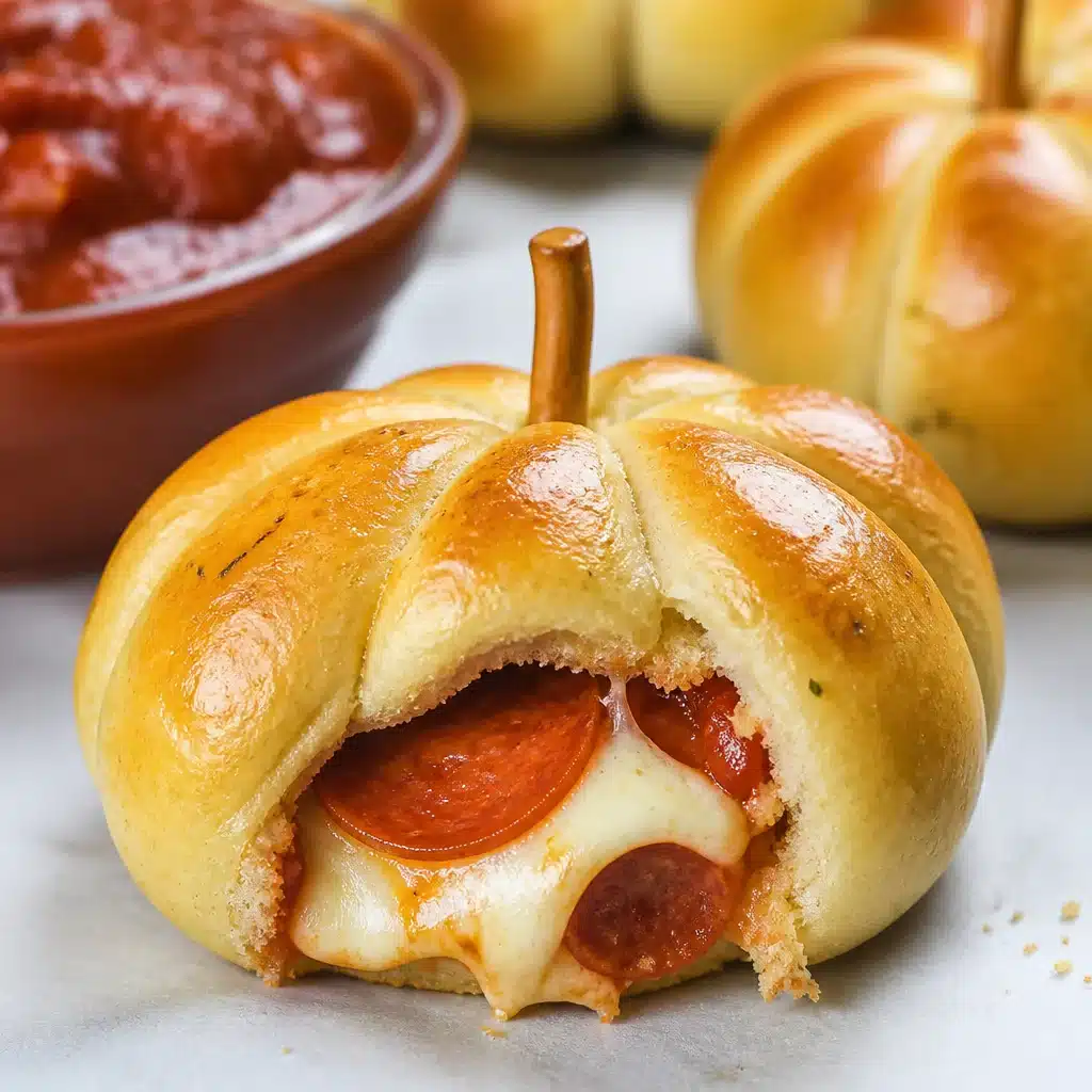 Delicious Pepperoni Pizza Pumpkins shaped like festive pumpkins, perfect for Halloween.