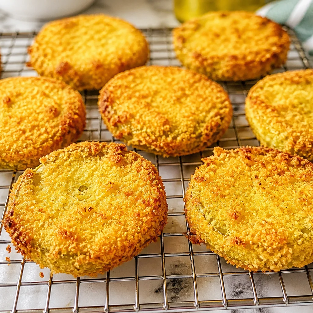 Deliciously crispy Fried Green Tomatoes served on a plate.