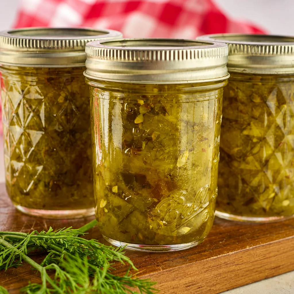 Homemade Dill Pickle Relish made with fresh cucumbers and spices.