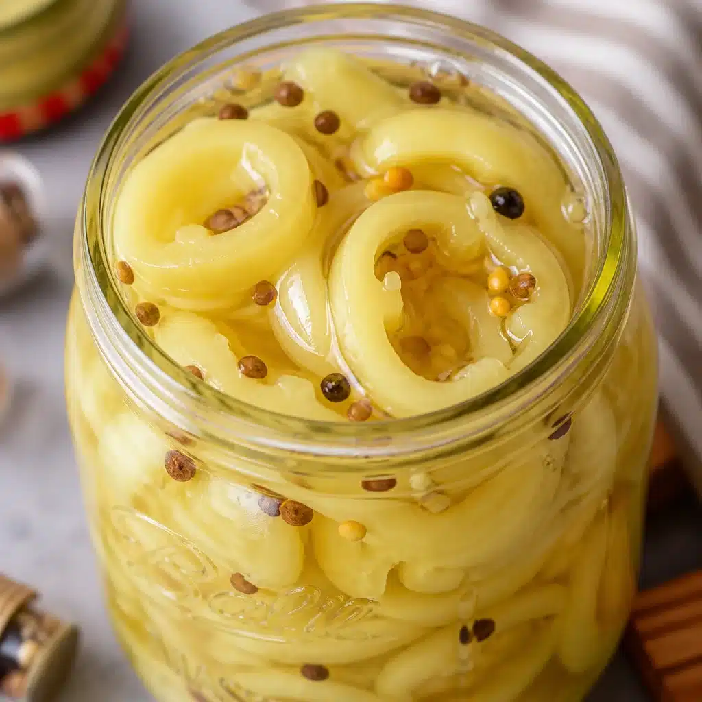 Jars of easy pickled banana peppers with herbs and spices