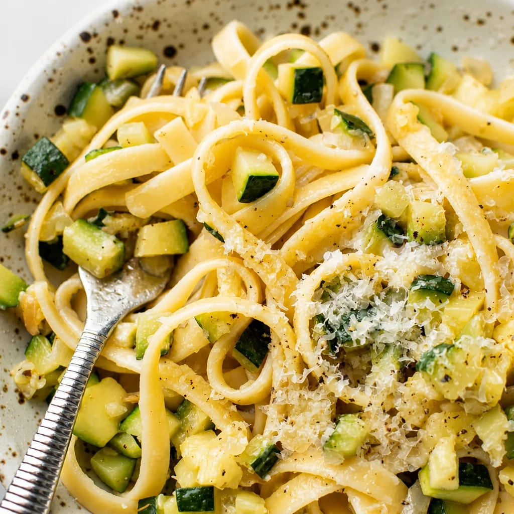 Delicious zucchini pasta with garlic, lemon, and Parmesan served in a bowl