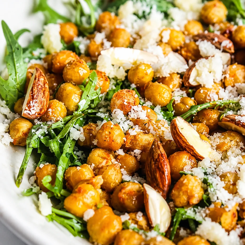 Arugula Chickpea Salad with fresh ingredients and zesty lemon dressing.
