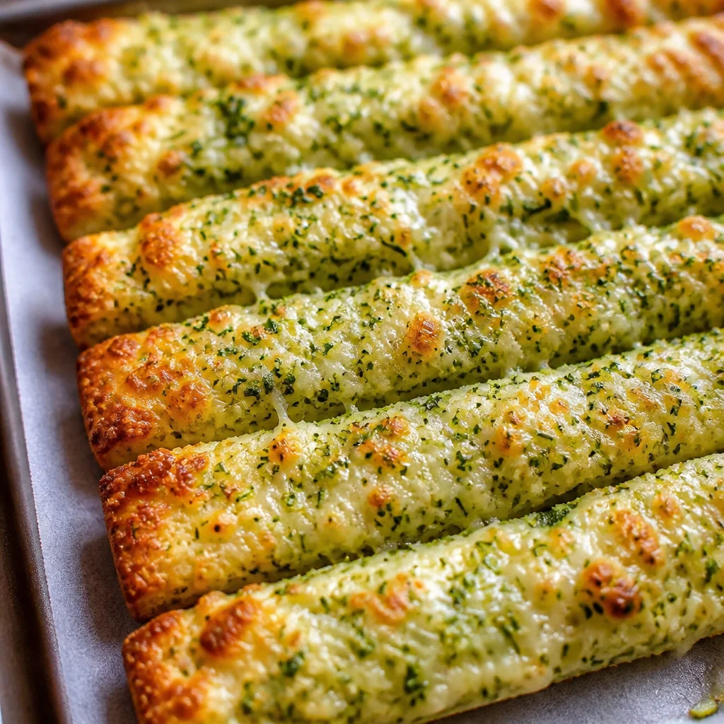 Cheesy Zucchini Breadsticks made with grated zucchini, mozzarella, and parmesan cheese.