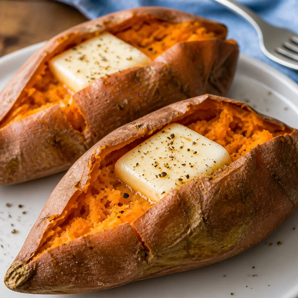 Deliciously baked sweet potatoes with toppings for a healthy meal.