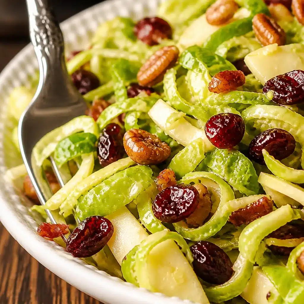 Fresh Brussels Sprout Cranberry Salad with almonds and feta cheese