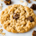 Chewy oatmeal fig cookies with dried figs and crunchy pecans on a plate.