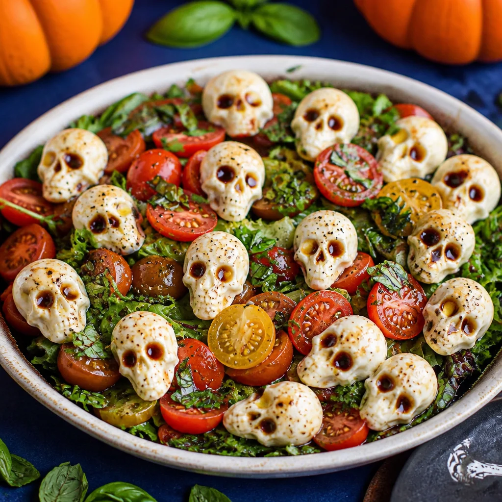 Colorful Halloween Salad with fresh veggies and spooky elements for festive dining.