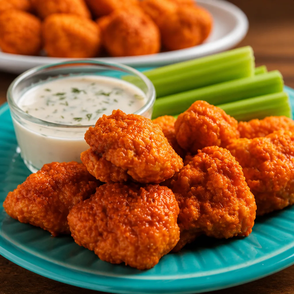 Buffalo Cauliflower Wings served as a crispy, spicy vegan appetizer for game day.