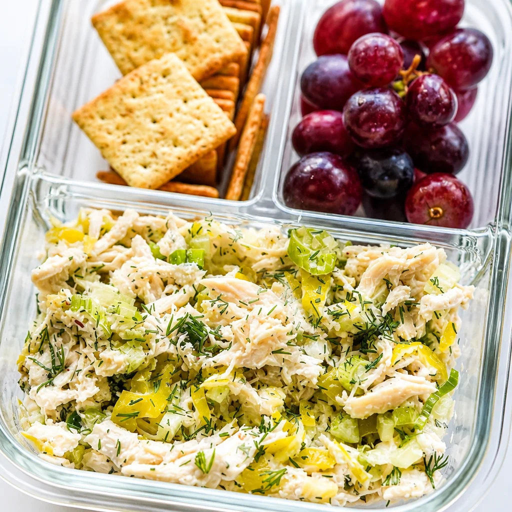 Zesty Pepperoncini Chicken Salad with shredded chicken and pepperoncinis
