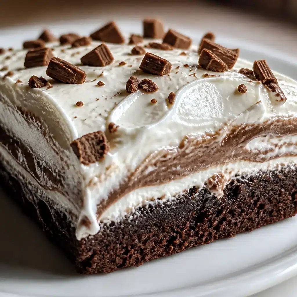 Brownie refrigerator cake layers of fudgy brownies and creamy filling