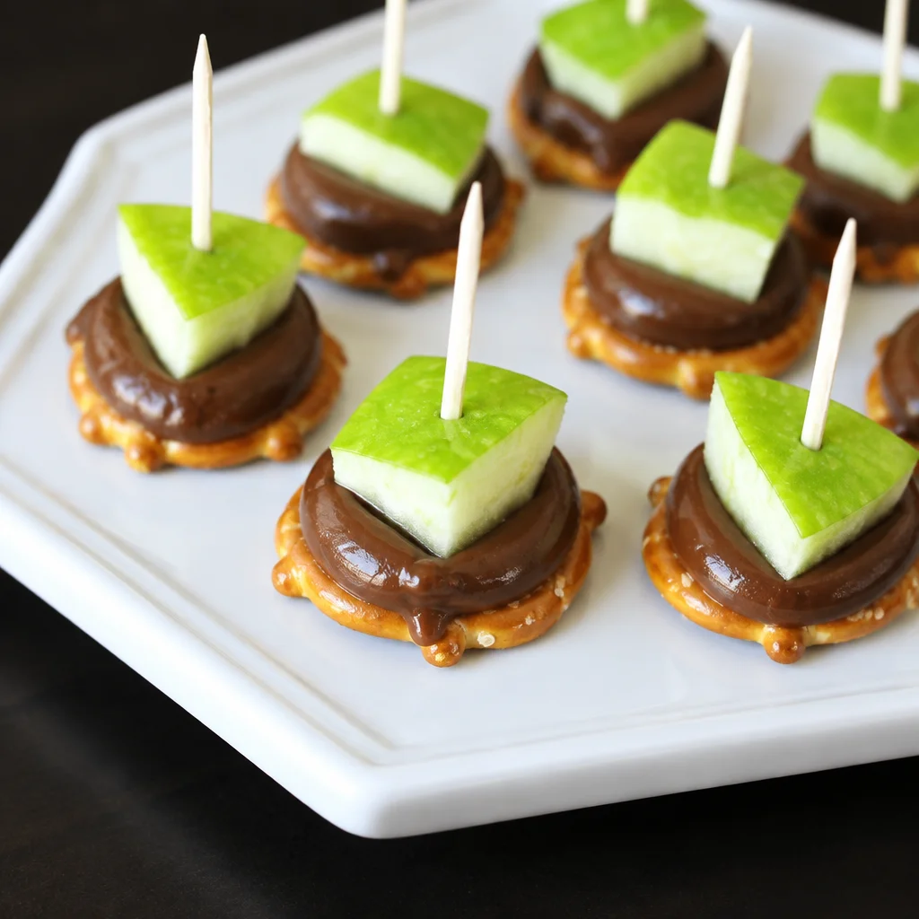 Delicious Caramel Apple Pretzel Bites with gooey caramel and tart apple chunks.