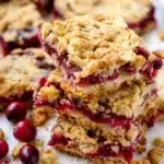 Delicious Cranberry Crumble Bars with buttery shortbread and cranberry filling