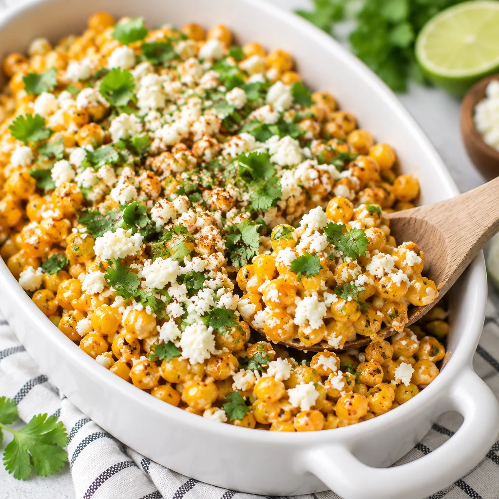 Delicious Mexican street corn recipe with grilled corn, creamy sauce, and cheese.