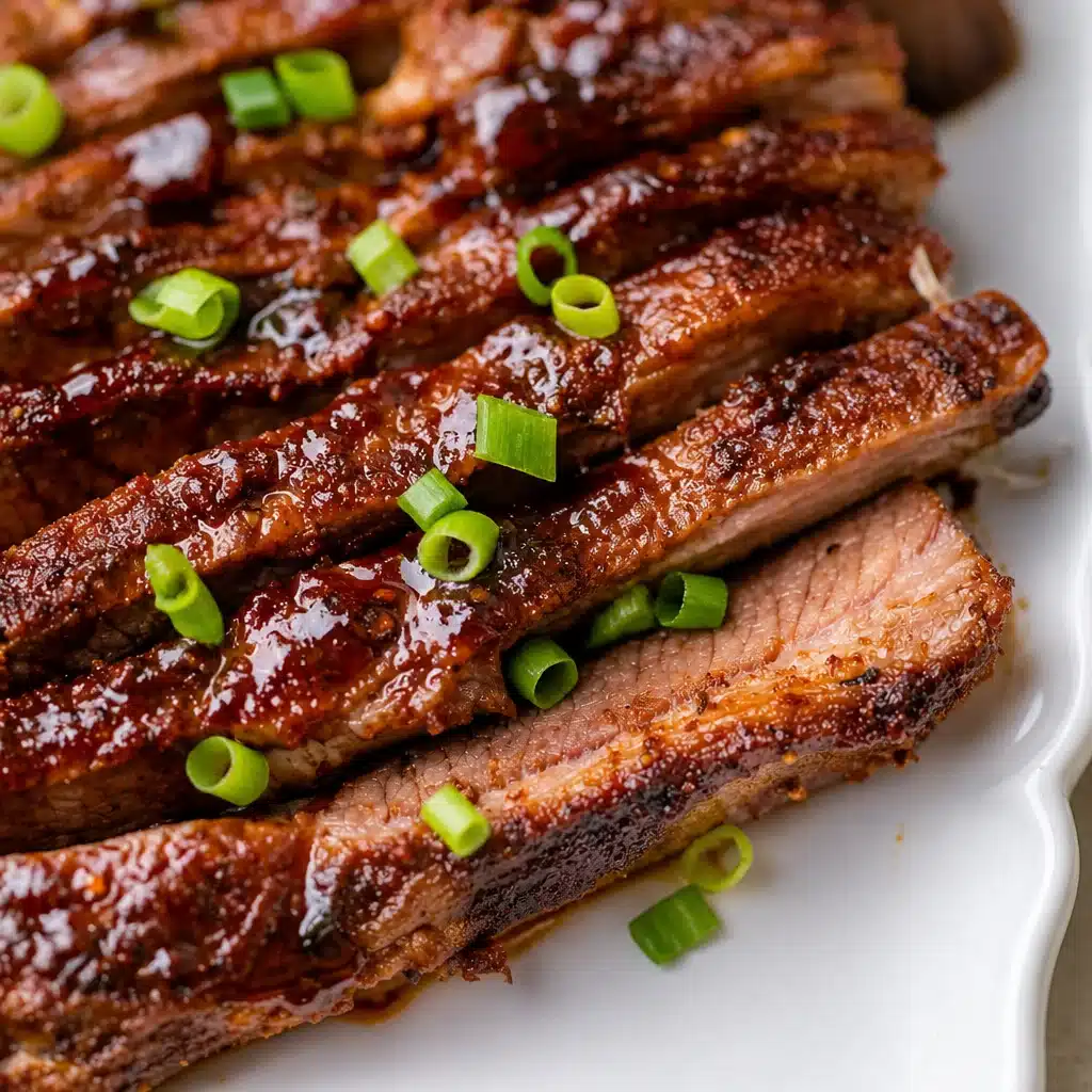 Delicious oven baked brisket served in a roasting pan, showcasing tender slices.