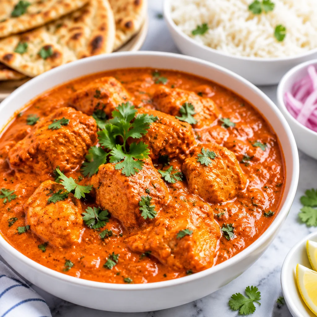 Delicious slow cooker chicken tikka masala with creamy sauce and tender chicken pieces.