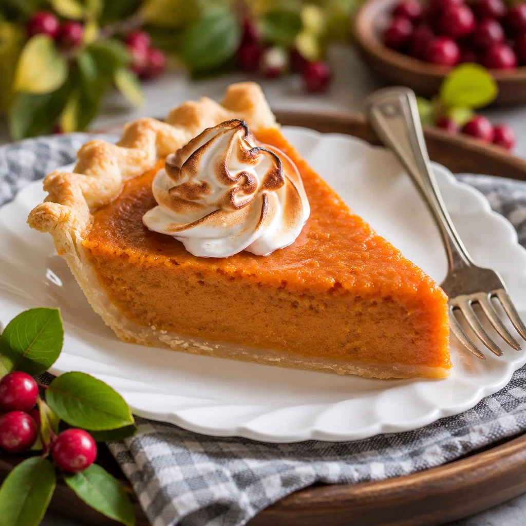 Delicious homemade sweet potato pie with a flaky crust and creamy filling.