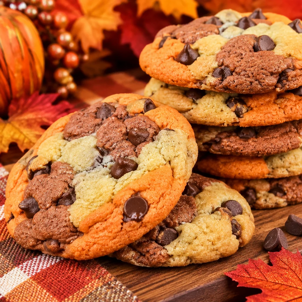 Delicious marble chocolate chip cookies with swirls of chocolate and vanilla dough.
